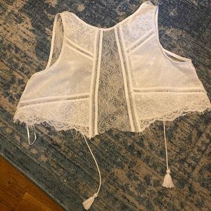 The Jetset diaries lace white open back crop top